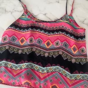 Pink & Black Flowy Tank Top
